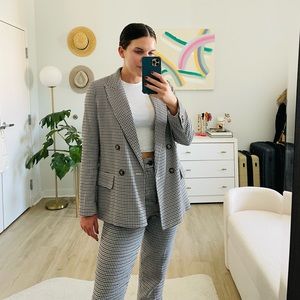 Plaid blazer set